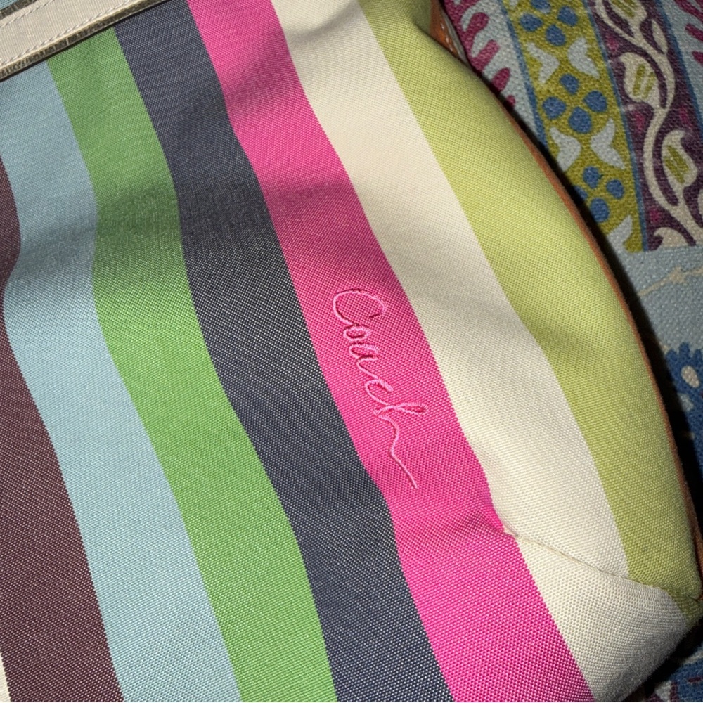 COACH 19021 POPPY LEGACY STRIPE GLAM TOTE Shoulder Bag - Picture 6 of 14